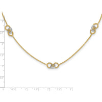 14K Two-Tone Linked and Beaded Circles 3-Station 16" Necklace with 2" Extender by 0