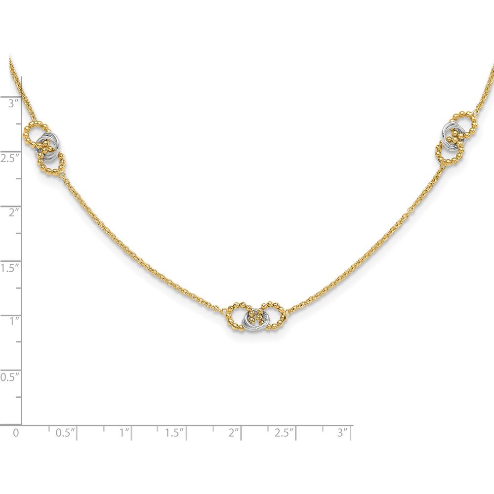 14K Two-Tone Linked and Beaded Circles 3-Station 16" Necklace with 2" Extender by 0