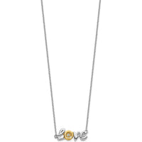 14K Two-Tone LOVE Moving Necklace with 0.03 Carat Round Diamond by Monteluci Fine Jewelry