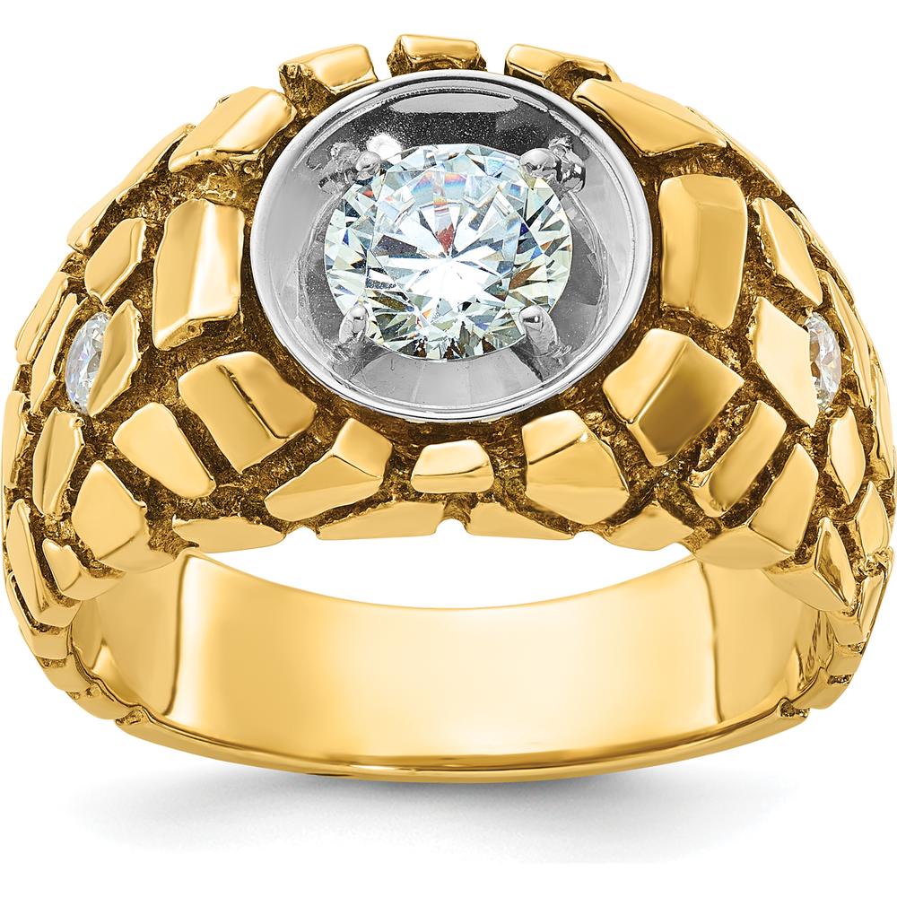 14K Two-Tone Men's 1 Carat Diamond Nugget Ring with Round Cut Diamonds - 1.0 Carats Total Diamond Weight by IBGoodman
