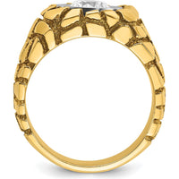 14K Two-Tone Men's 1 Carat Diamond Nugget Ring with Round Cut Diamonds - 1.0 Carats Total Diamond Weight by IBGoodman