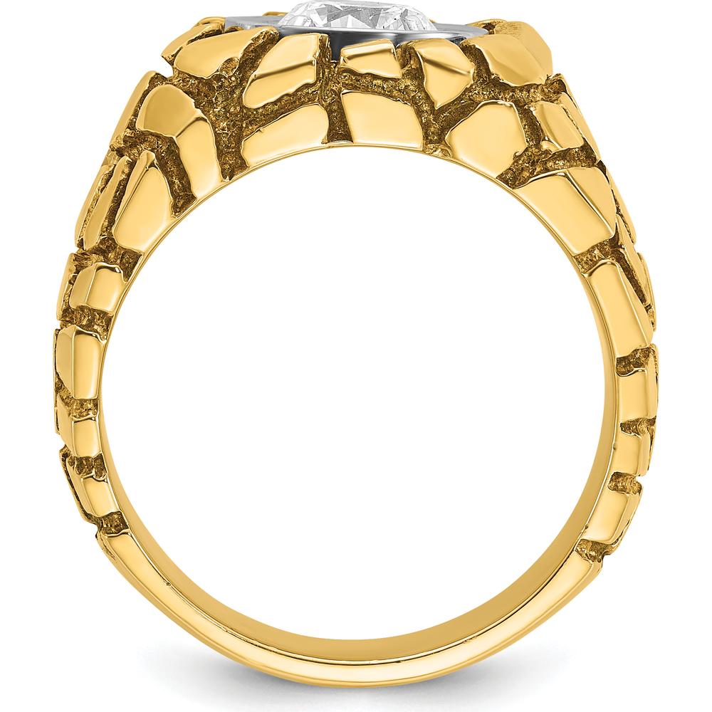 14K Two-Tone Men's 1 Carat Diamond Nugget Ring with Round Cut Diamonds - 1.0 Carats Total Diamond Weight by IBGoodman