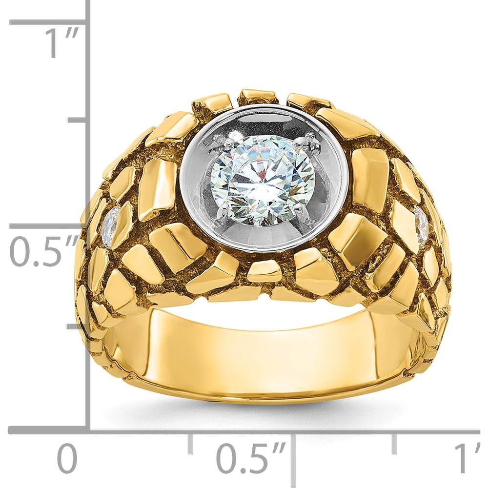 14K Two-Tone Men's 1 Carat Diamond Nugget Ring with Round Cut Diamonds - 1.0 Carats Total Diamond Weight by IBGoodman