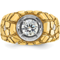 14K Two-Tone Men's 1 Carat Diamond Nugget Ring with Round Cut Diamonds - 1.0 Carats Total Diamond Weight by IBGoodman