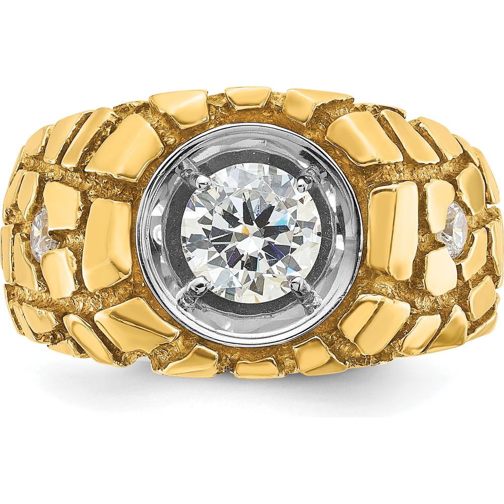 14K Two-Tone Men's 1 Carat Diamond Nugget Ring with Round Cut Diamonds - 1.0 Carats Total Diamond Weight by IBGoodman