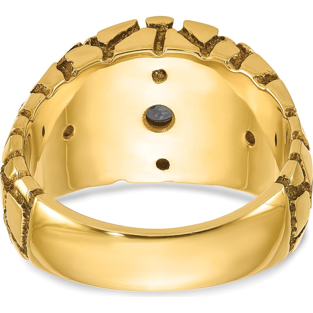 14K Two-Tone Men's 1 Carat Diamond Nugget Ring with Round Cut Diamonds - 1.0 Carats Total Diamond Weight by IBGoodman