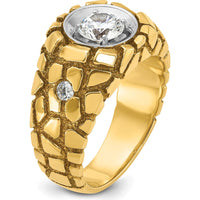 14K Two-Tone Men's 1 Carat Diamond Nugget Ring with Round Cut Diamonds - 1.0 Carats Total Diamond Weight by IBGoodman