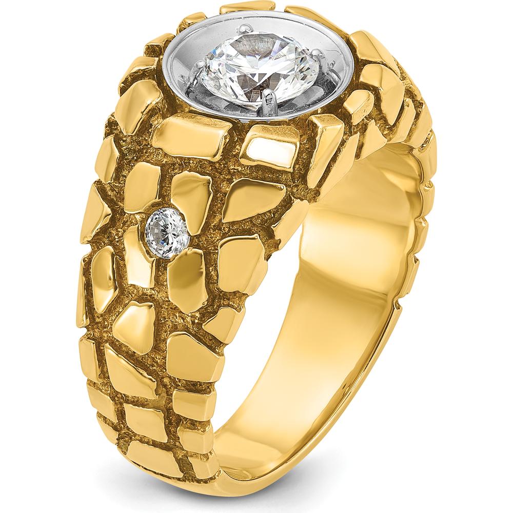 14K Two-Tone Men's 1 Carat Diamond Nugget Ring with Round Cut Diamonds - 1.0 Carats Total Diamond Weight by IBGoodman