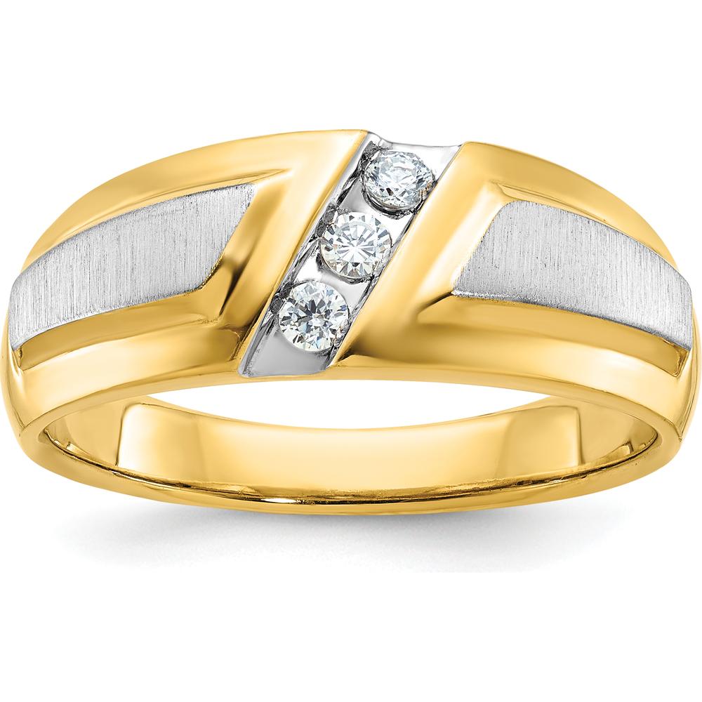 14K Two-Tone Men's 3-Stone Diamond Ring - 1/5 Carat Total Diamond Weight by IBGoodman