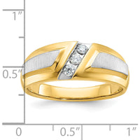 14K Two-Tone Men's 3-Stone Diamond Ring - 1/5 Carat Total Diamond Weight by IBGoodman