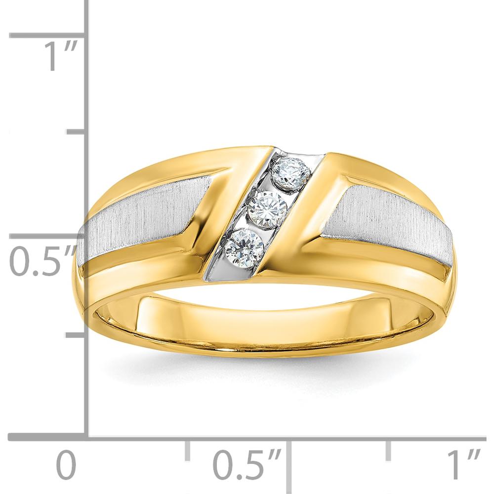 14K Two-Tone Men's 3-Stone Diamond Ring - 1/5 Carat Total Diamond Weight by IBGoodman