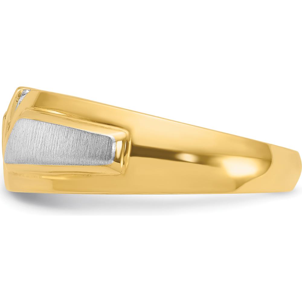 14K Two-Tone Men's 3-Stone Diamond Ring - 1/5 Carat Total Diamond Weight by IBGoodman