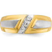 14K Two-Tone Men's 3-Stone Diamond Ring - 1/5 Carat Total Diamond Weight by IBGoodman
