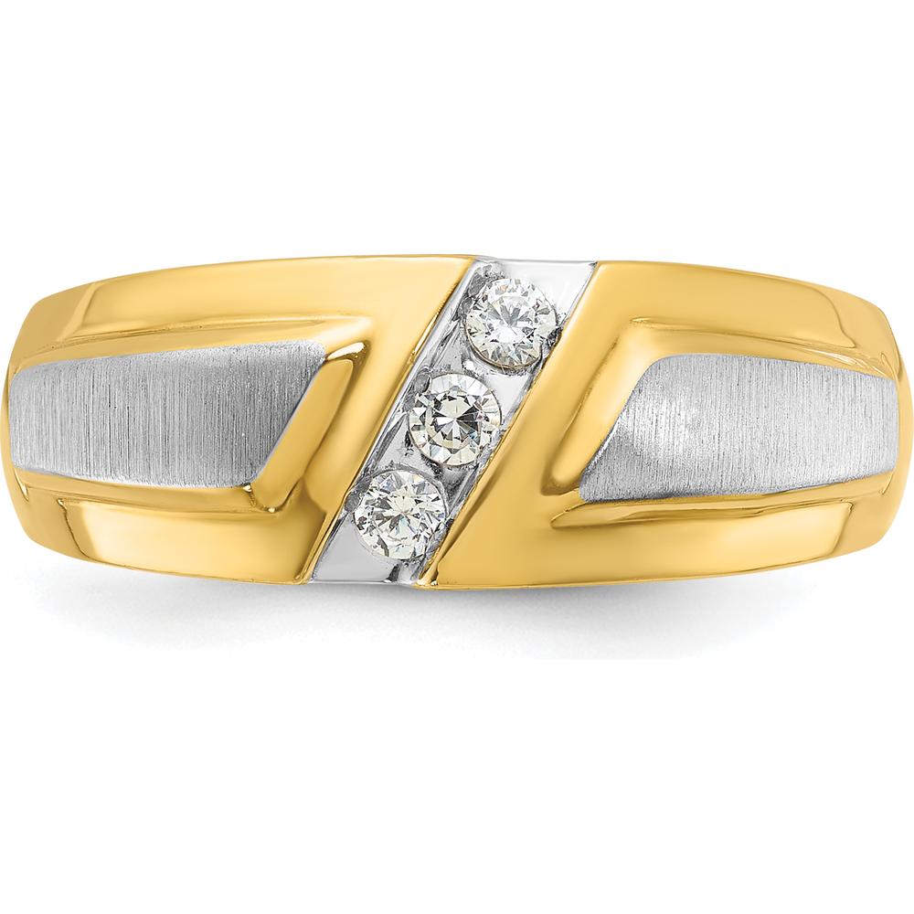 14K Two-Tone Men's 3-Stone Diamond Ring - 1/5 Carat Total Diamond Weight by IBGoodman