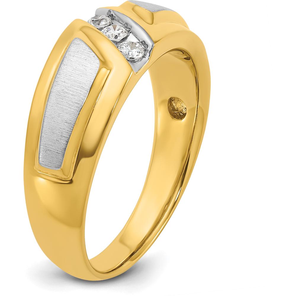14K Two-Tone Men's 3-Stone Diamond Ring - 1/5 Carat Total Diamond Weight by IBGoodman