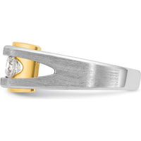 14K Two-Tone Men's 3-Stone Diamond Ring with Polished Satin Finish - 1 Carat Total Diamond Weight by IBGoodman