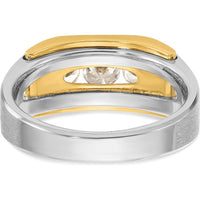 14K Two-Tone Men's 3-Stone Diamond Ring with Polished Satin Finish - 1 Carat Total Diamond Weight by IBGoodman