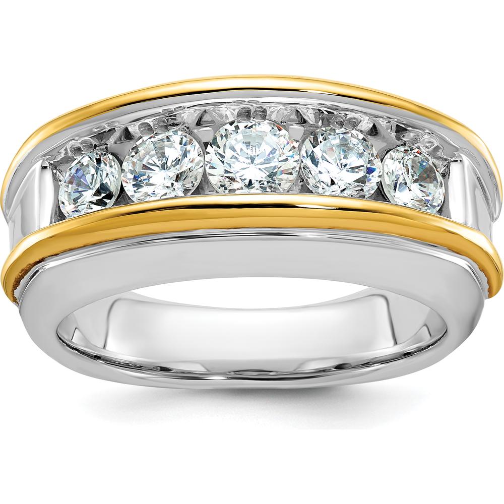 14K Two-Tone Men's 5-Stone Diamond Ring Mounting with Polished Finish by IBGoodman