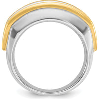 14K Two-Tone Men's 5-Stone Diamond Ring Mounting with Polished Finish by IBGoodman