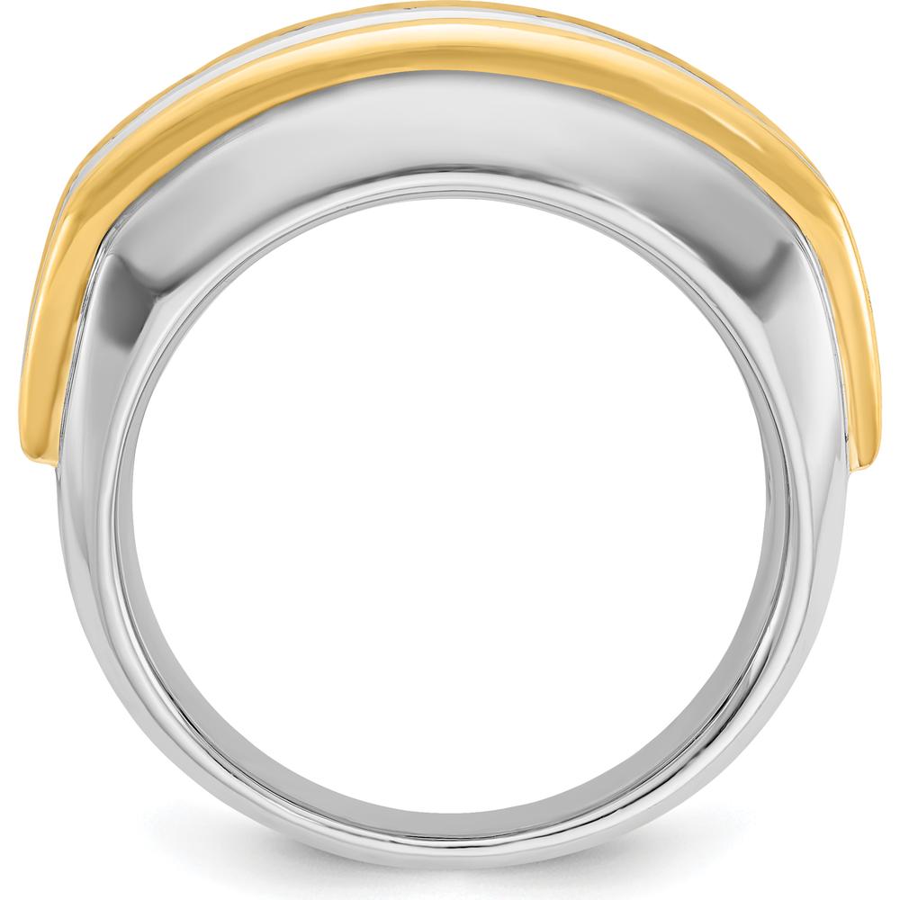 14K Two-Tone Men's 5-Stone Diamond Ring Mounting with Polished Finish by IBGoodman