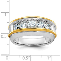 14K Two-Tone Men's 5-Stone Diamond Ring Mounting with Polished Finish by IBGoodman