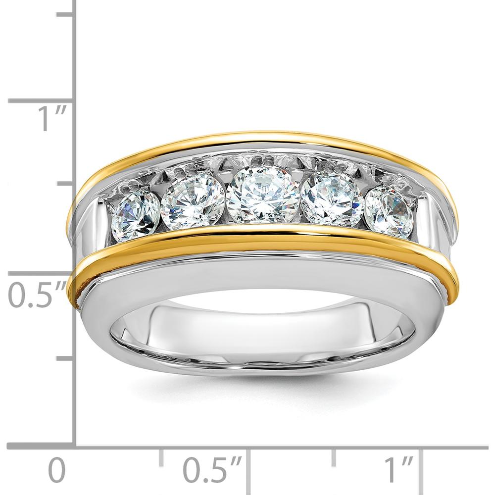 14K Two-Tone Men's 5-Stone Diamond Ring Mounting with Polished Finish by IBGoodman