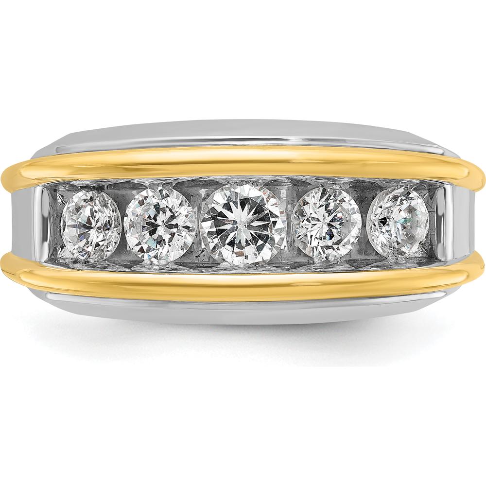 14K Two-Tone Men's 5-Stone Diamond Ring Mounting with Polished Finish by IBGoodman