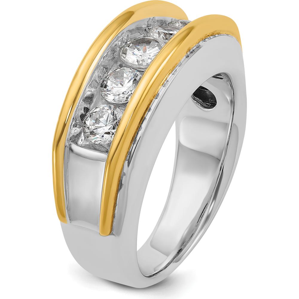 14K Two-Tone Men's 5-Stone Diamond Ring Mounting with Polished Finish by IBGoodman