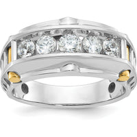 14K Two-Tone Men's 5-Stone Diamond Ring with Faceted Round Diamonds - 1.00 Carats Total Diamond Weight by IBGoodman