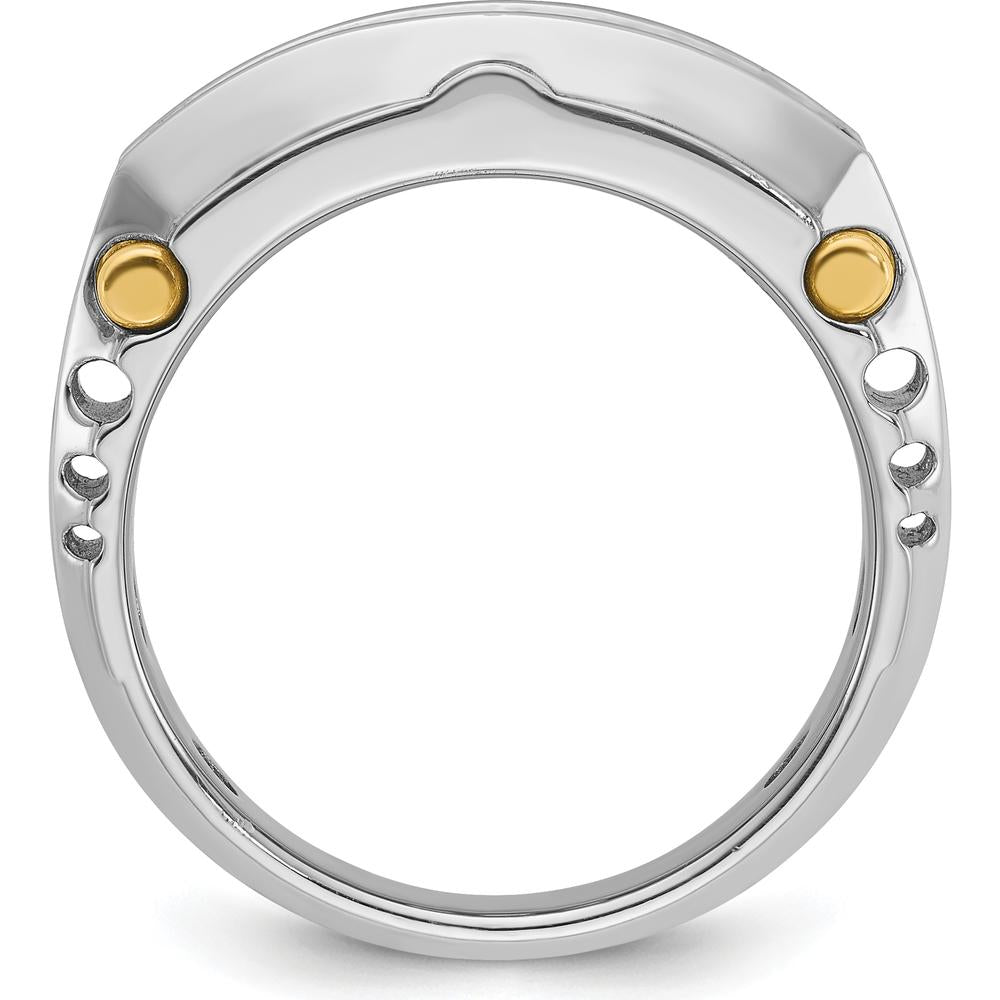14K Two-Tone Men's 5-Stone Diamond Ring with Faceted Round Diamonds - 1.00 Carats Total Diamond Weight by IBGoodman