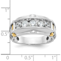 14K Two-Tone Men's 5-Stone Diamond Ring with Faceted Round Diamonds - 1.00 Carats Total Diamond Weight by IBGoodman