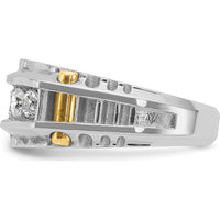 14K Two-Tone Men's 5-Stone Diamond Ring with Faceted Round Diamonds - 1.00 Carats Total Diamond Weight by IBGoodman