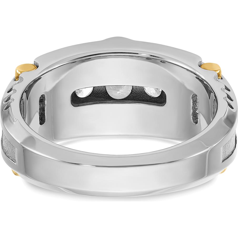 14K Two-Tone Men's 5-Stone Diamond Ring with Faceted Round Diamonds - 1.00 Carats Total Diamond Weight by IBGoodman