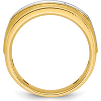 14K Two-Tone Men's 5-Stone Grooved Diamond Ring - 1.0 Carats Total Diamond Weight by IBGoodman