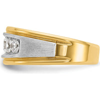 14K Two-Tone Men's 5-Stone Grooved Diamond Ring - 1.0 Carats Total Diamond Weight by IBGoodman