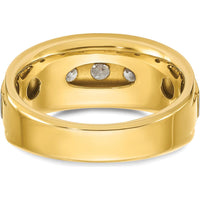 14K Two-Tone Men's 5-Stone Grooved Diamond Ring - 1.0 Carats Total Diamond Weight by IBGoodman