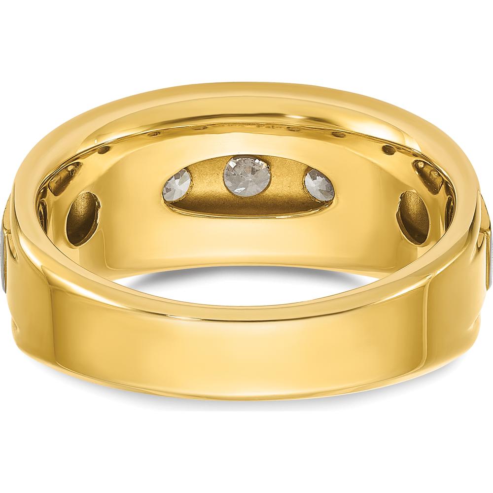 14K Two-Tone Men's 5-Stone Grooved Diamond Ring - 1.0 Carats Total Diamond Weight by IBGoodman