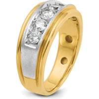 14K Two-Tone Men's 5-Stone Grooved Diamond Ring - 1.0 Carats Total Diamond Weight by IBGoodman