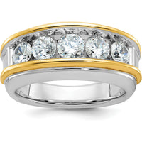 14K Two-Tone Men's 5-Stone Polished Gold Ring Mounting by IBGoodman