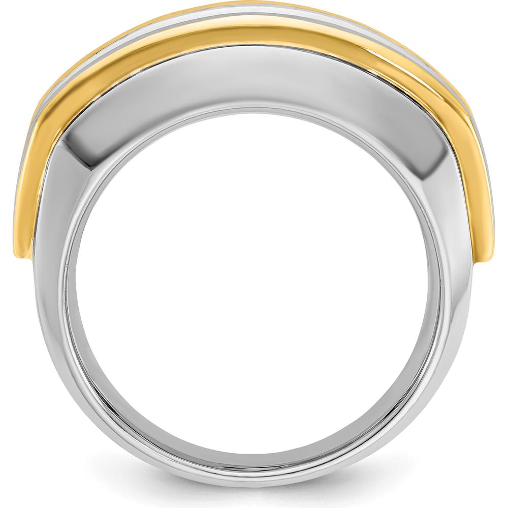 14K Two-Tone Men's 5-Stone Polished Gold Ring Mounting by IBGoodman