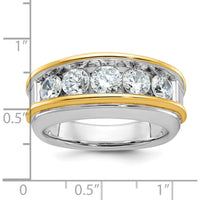 14K Two-Tone Men's 5-Stone Polished Gold Ring Mounting by IBGoodman