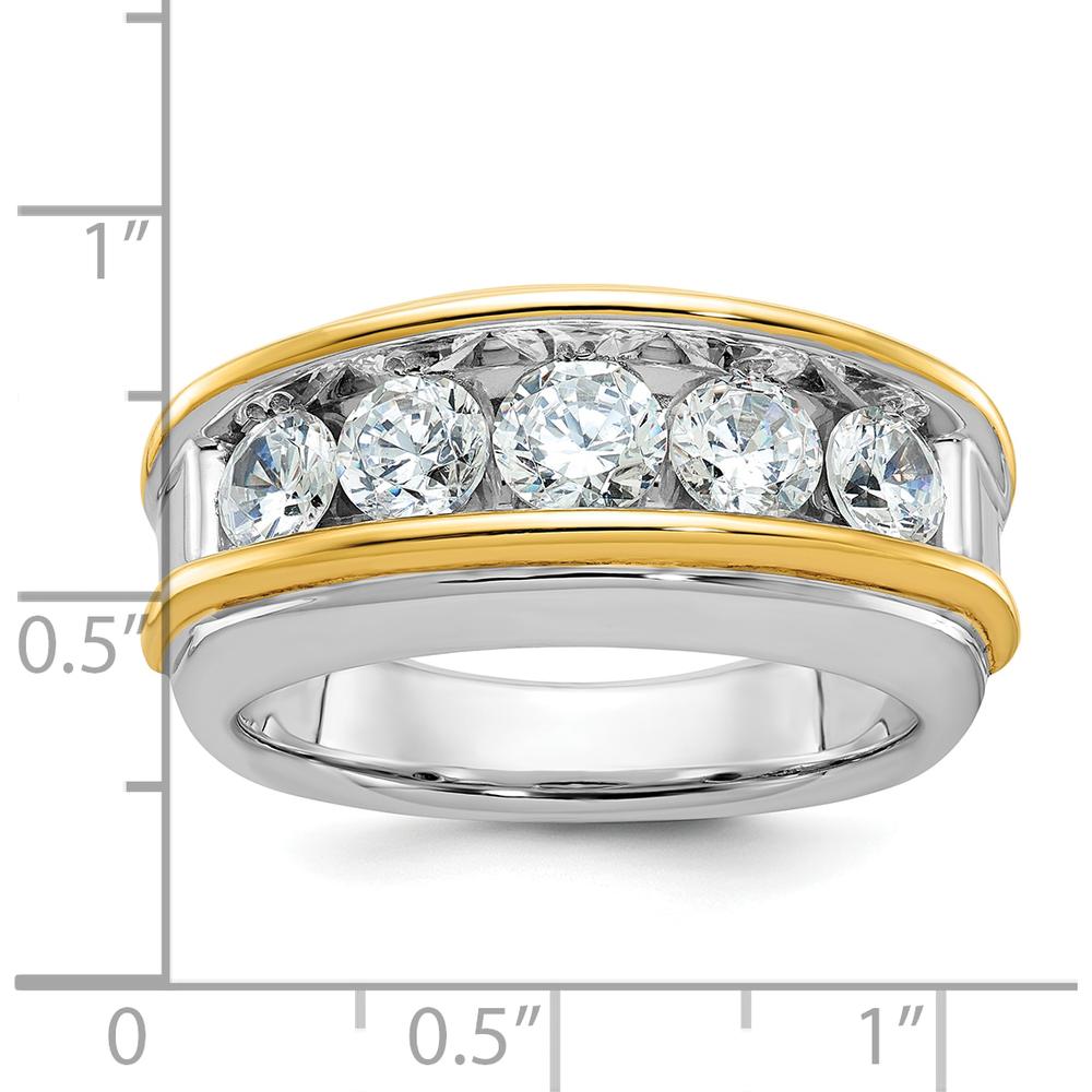14K Two-Tone Men's 5-Stone Polished Gold Ring Mounting by IBGoodman
