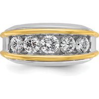 14K Two-Tone Men's 5-Stone Polished Gold Ring Mounting by IBGoodman