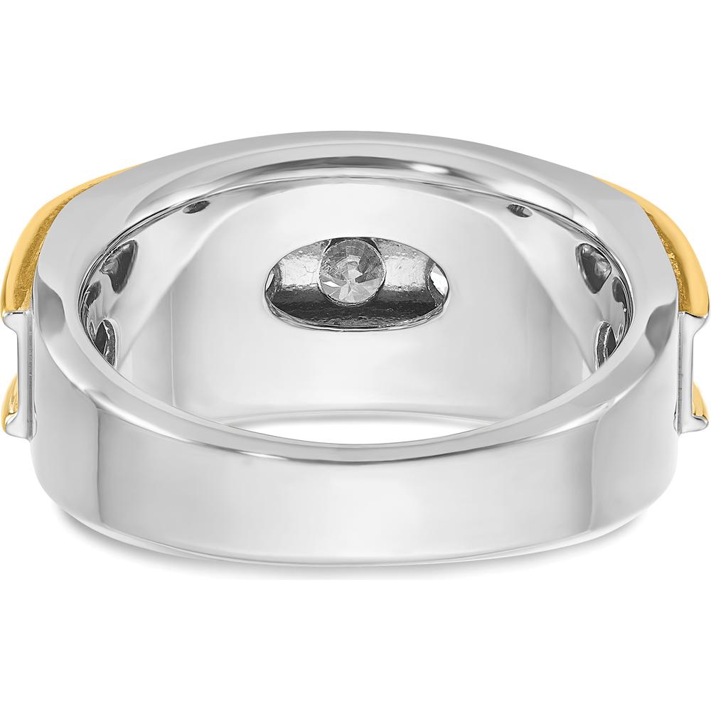 14K Two-Tone Men's 5-Stone Polished Gold Ring Mounting by IBGoodman