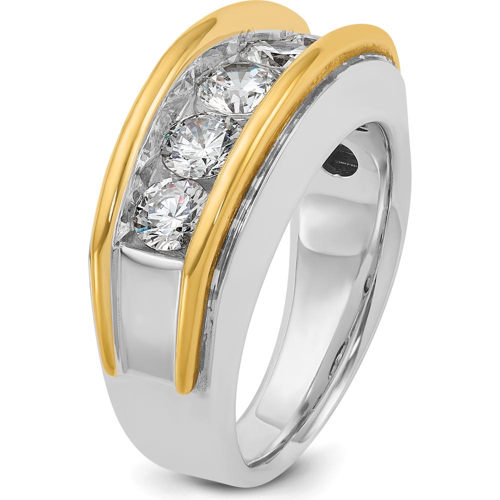 14K Two-Tone Men's 5-Stone Polished Gold Ring Mounting by IBGoodman