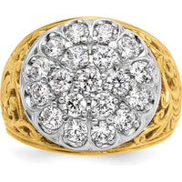 14K Two-Tone Men's Cluster Ring with 2 Carat Total Round Diamonds