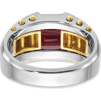 14K Two-Tone Men's Created Garnet Ring - 11x9mm Lab-Created Garnet by IBGoodman