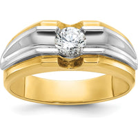 14K Two-Tone Men's Diamond Band Ring - 0.5 Carats Round Brilliant Diamond by IBGoodman