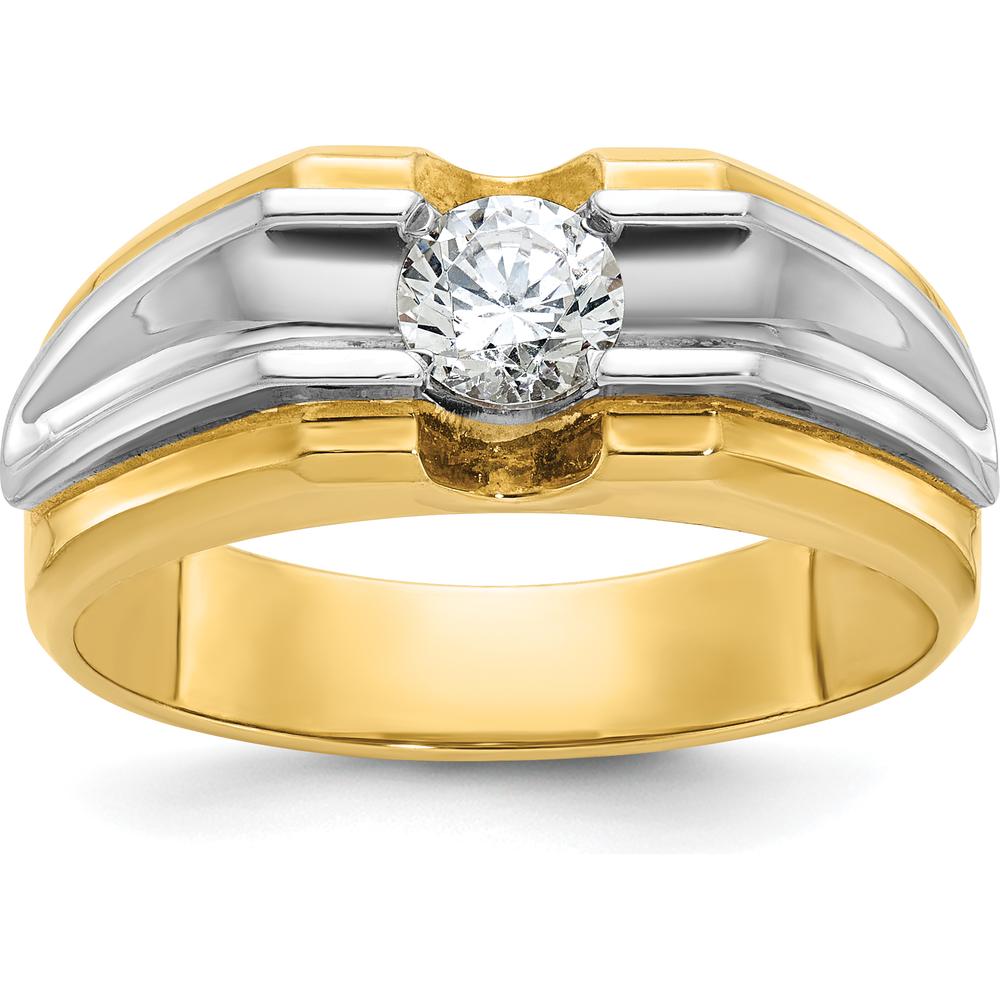 14K Two-Tone Men's Diamond Band Ring - 0.5 Carats Round Brilliant Diamond by IBGoodman