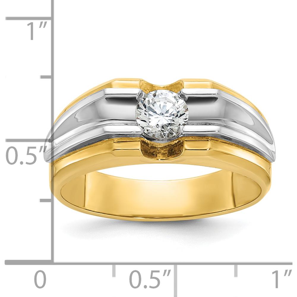 14K Two-Tone Men's Diamond Band Ring - 0.5 Carats Round Brilliant Diamond by IBGoodman